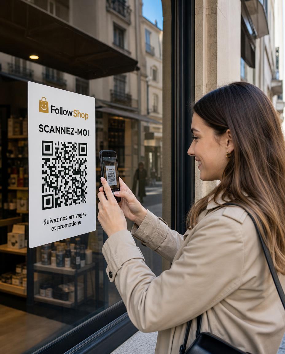 Affiche QR code FollowShop en situation