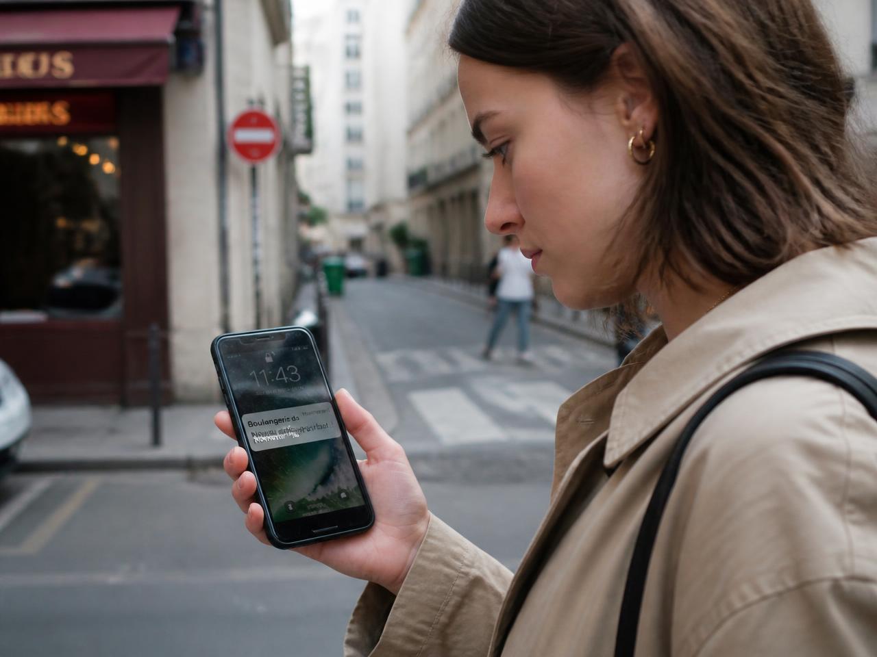 Cliente recevant la notification de sa boutique sur son téléphone